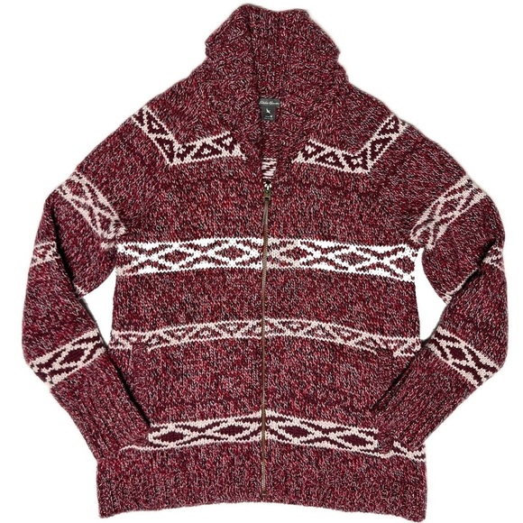 Eddie Bauer Women’s Goose Logo Heavyweight Knit Zip Jacket Cardigan Red Medium - Picture 4 of 13